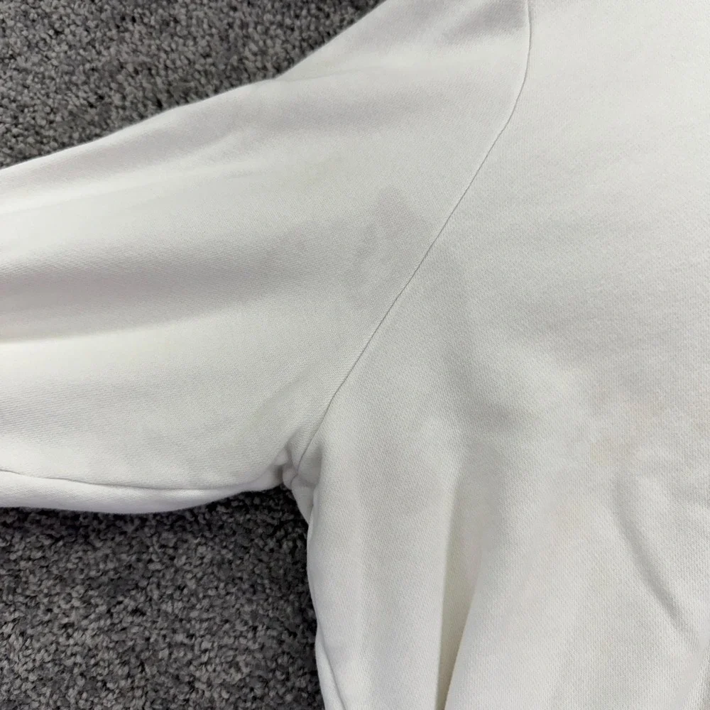 Nike Hoodie Womens XL White Fleece Pullover Small Swoosh Kangaroo Pocket Casual